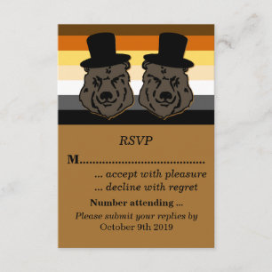 Invitation RSVP pour le mariage de fiers ours gays