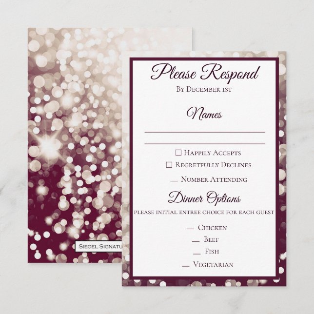 Invitation RSVP pour un mariage d'automne - Champagne et vin (Devant / Derrière)