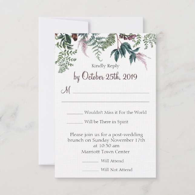 Invitation RSVP pour un mariage floral d'automne (Devant)