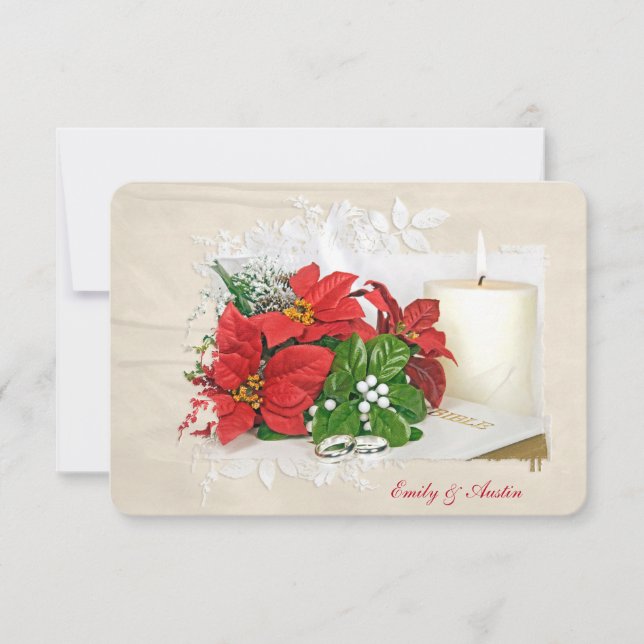 Invitation RSVP pour un mariage pendant les fêtes de Noël (Devant)