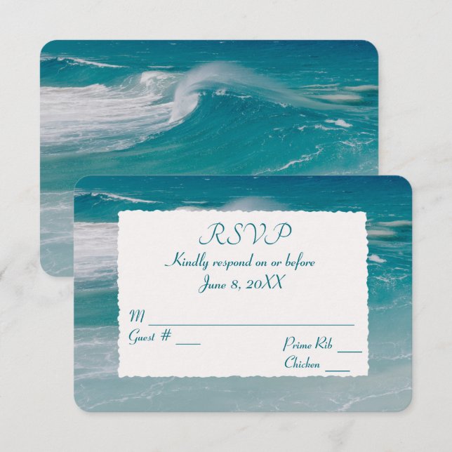 Invitation RSVP pour un mariage sur la plage océane  (Devant / Derrière)