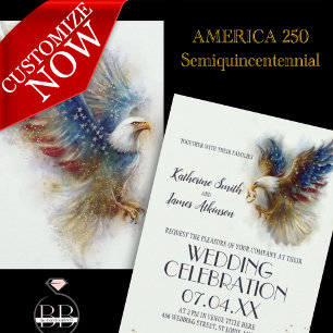Invitation RSVP Pygargue à tête blanche Patriotique USA Semiq