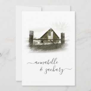 Invitation *~* RSVP QR Barn American Flag AR19 Mariage