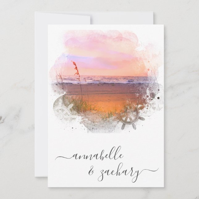 Invitation ** RSVP - QR Beach Sea Ocean AR7 Mariage (Devant)