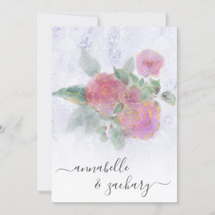 Invitation *~* RSVP - QR Damask Floral Rose Gold AR12 Mariage