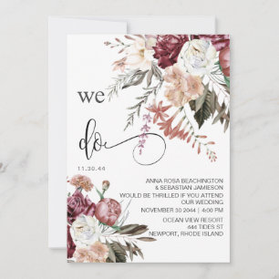 Invitation *~* RSVP QR Floral MERLOT Rose AR15 MARIAGE