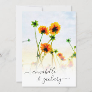 Invitation *~* RSVP - QR Red Orange Poppy Mariage FLORAL Invi