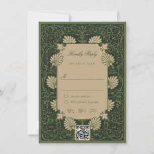 Invitation RSVP Regal Emerald Green Antique Gold Baroque