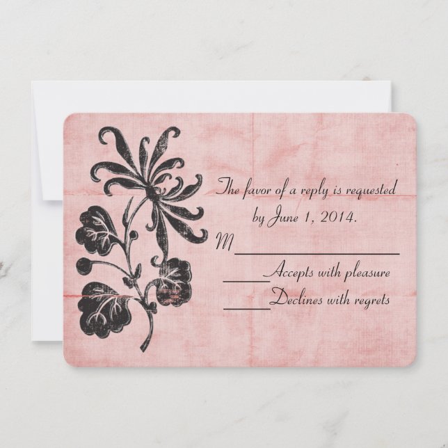 Invitation RSVP Rose Enchevêtré (Devant)