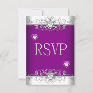 Invitation RSVP Rose Mariage Diamant Cœurs Blancs