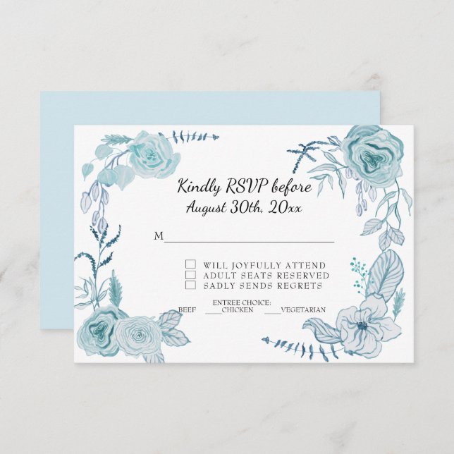 Invitation RSVP Rose Terracotta Fleurs de mariage à l'aquarel (Devant / Derrière)