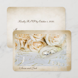 Invitation RSVP roses et anneaux Cérémonie de renouvellement 