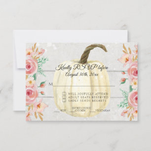 Invitation RSVP Rustic Blush Rose Floral Blanc Citrouille Boi