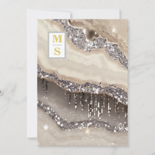 Invitation *~ RSVP SILVER IVORY QR Initiales AR66 Mariage