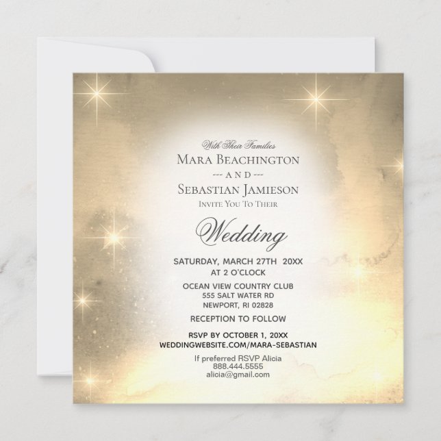 Invitation *~* RSVP Site Web Galaxy Nebula Mariage céleste (Devant)