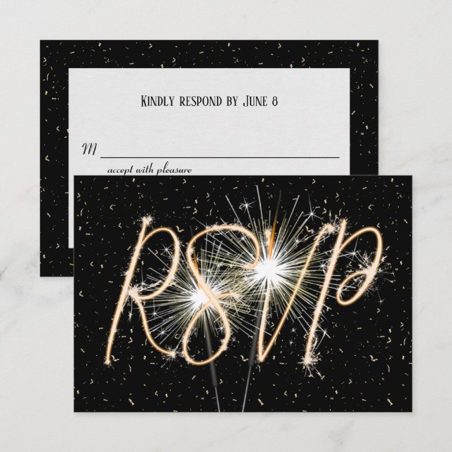 Invitation RSVP Sparklers sur l'invitation de l'anniversaire  (Devant / Derrière)