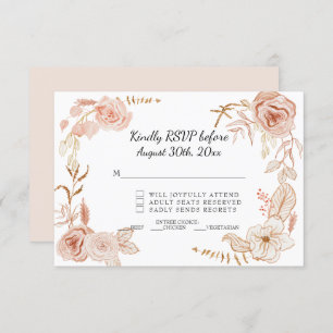 Invitation RSVP Terra Cotta Mariage d'aquarelle rose