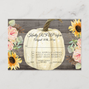 Invitation RSVP Tournesol Rustique et Fleurs de Citrouille en