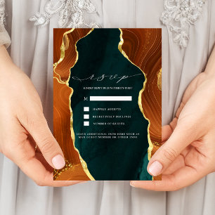 Invitation RSVP turquoise, Burning Orange & Gold A