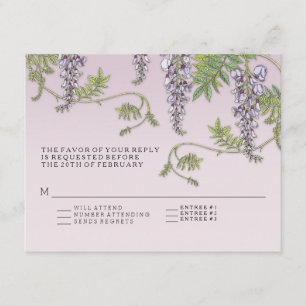 Invitation RSVP w menu Art nouveau Vintage Wisteria Floral