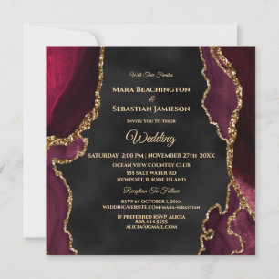 Invitation *~* RSVP Website AGATE Gold AR13 Maroon Mariage