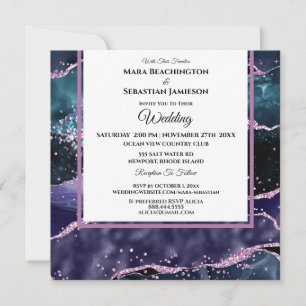 Invitation *~* RSVP Website AGATE Stars Purple AR13 Mariage