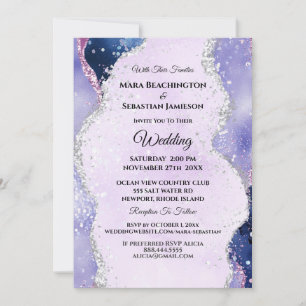 Invitation *~* RSVP Website Lavender AGATE Waves AR13 Mariage