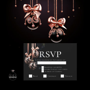 Invitation RSVP   Winter Pink et Onyx Baubles