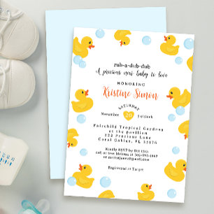Invitation Rub-A-Dub-Dub Baby shower de canard en caoutchouc 