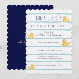 Invitation Rub-A-Dub-Dub Cute Jaune Caoutchouc Baby shower