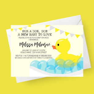 Invitation Rub A Dub Dub Dub, Caoutchouc Baby shower
