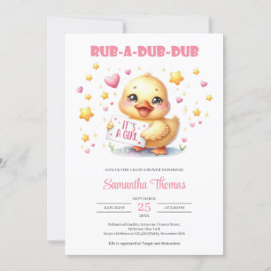 Invitation Rub a dub dub fille canard bébé