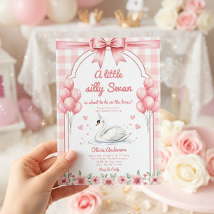 Invitation ruban à carreaux bleu cygne chéri floral fille
