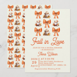 Invitation Ruban à nœud coquette automne en amour Café Orange