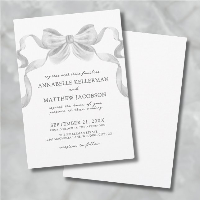 Invitation Ruban à nœud fantaisiste moderne Élégant mariage (Modern Whimsical Ribbon Bow Elegant Wedding Invitation)