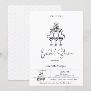 Invitation Ruban à nœud noir points Bridal Shower