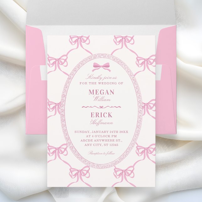 Invitation Ruban à nœud rose mariage  (Créateur téléchargé)