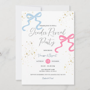 Invitation Ruban Bow rose et bleu Sexe Révéler Parties scinti