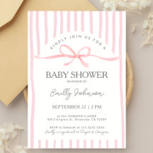 Ruban Classique à Rayures Roses Baby Shower