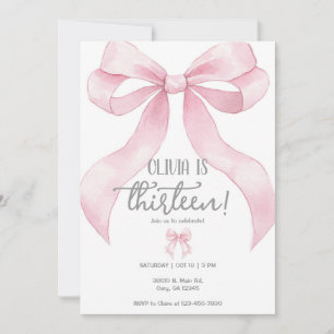 Invitation Ruban coquet rose pour anniversaire de jeune fille