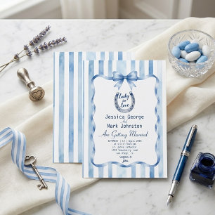 Invitation Ruban Coquette Bleu Pastel Bande Occidentale Maria