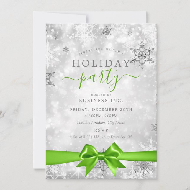 Invitation Ruban d'argent officiel Entreprise Fête verte (Devant)