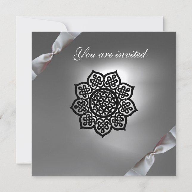 Invitation ruban de l'événement magique blanc champagne (Devant)