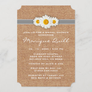 Invitation Ruban de marguerite - Fête de la mariée grise et