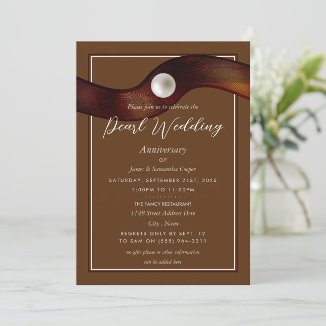 Invitation Ruban de perle, 30 ans de mariage (Debout devant)