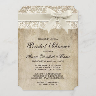 Invitation Ruban Élégance vintage sur Fête des mariées dentel