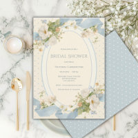 Ruban élégant floral à pois bleus pour Baby Shower