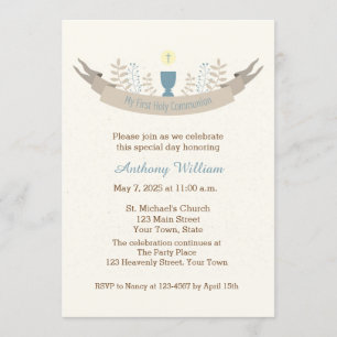 Invitation Ruban et calice de communion