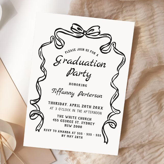 Invitation Ruban fantaisiste dessiné à la main graduation (Créateur téléchargé)