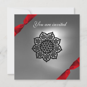 Invitation ruban MAGIC EVENT blanc rouge